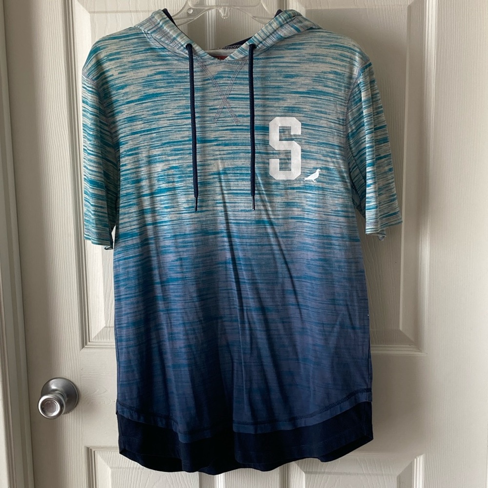 Staple Ombre Hooded Athletic Shirt with S Logo Size S Blue White